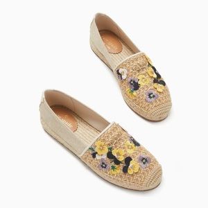 ♠️KATE Spade Gwen Pansy Floral Toss Espadrille Flats, Natural NIB